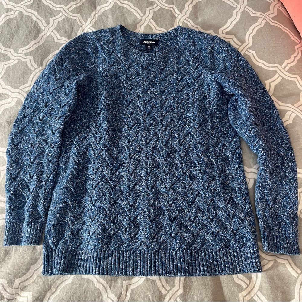 Heavyweight Blue Cable Crewneck Sweater